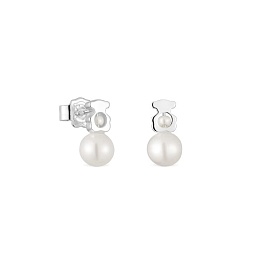 SILVER EARRINGS BEAR 10MM CULTURED PEARL