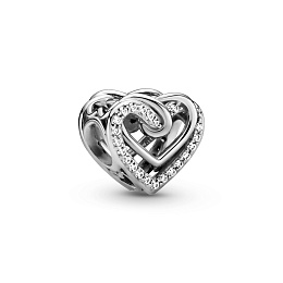 Heart sterling silver charm with clear cubiczirconia /799270C01