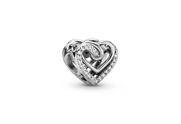 Heart sterling silver charm with clear cubiczirconia /799270C01