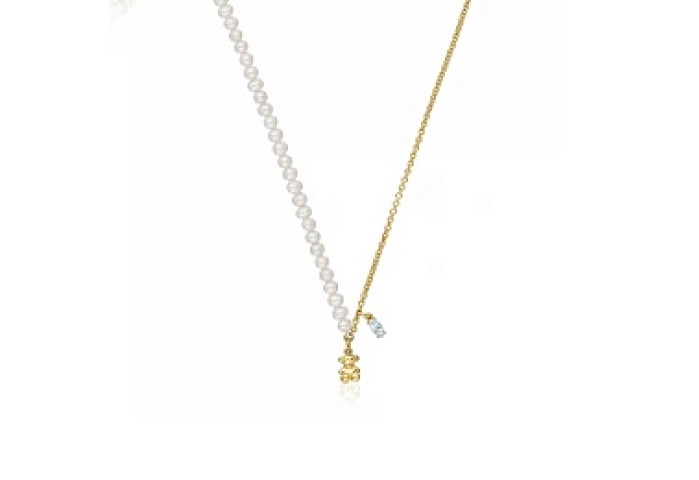 SILVER GOLD PLATED CHOKER PEARL TOPAZ
