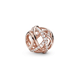 Openwork abstract PANDORA Rose charm with clear cu