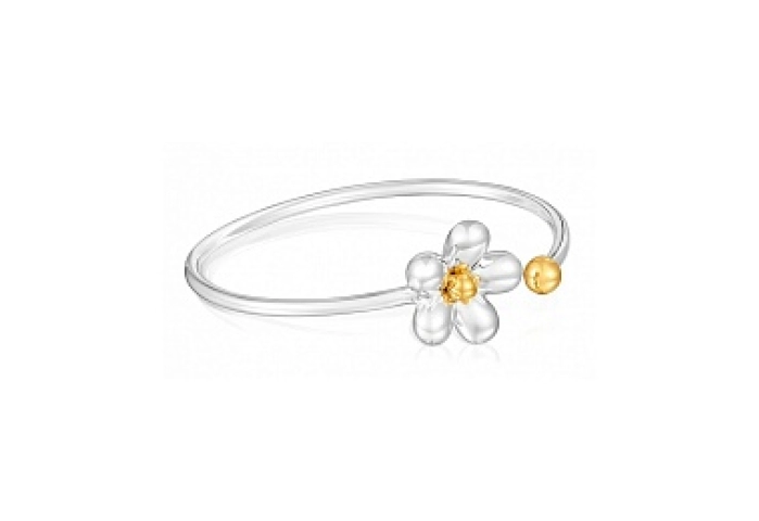 SILVER GOLD PLATED BRACELET FLOWER 20MM