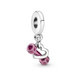 Dumbbell sterling silver dangle with transparentpink enamel /799545C01