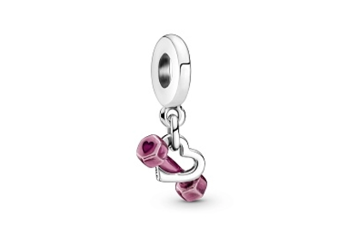 Dumbbell sterling silver dangle with transparent p