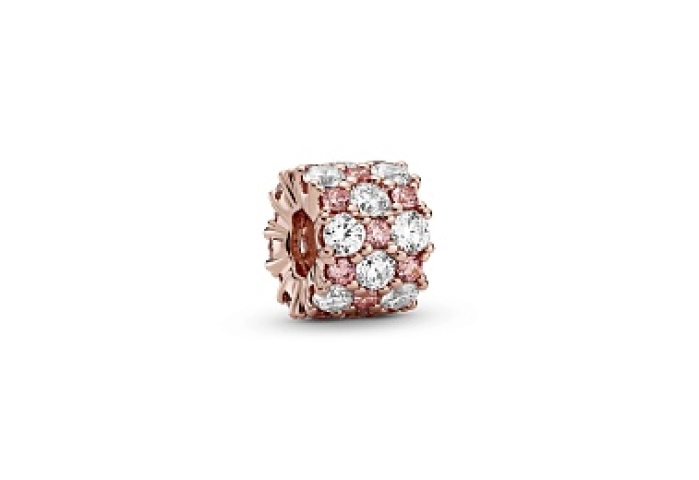 Pandora Rose charm with clear and fancy fairy tale pink cubic zirconia/Шарм Pandora Rose с чистым и 