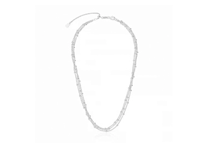 SILVER NECKLACE 3 BALL CHAIN SLIDER 45CM
