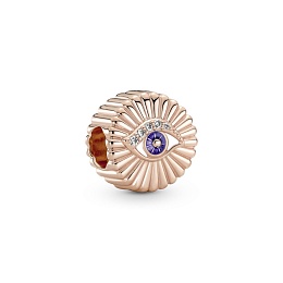 Eye 14k rose gold-plated charm with clear cubic zirconia,shaded blue and white enamel/Шарм с чистым 