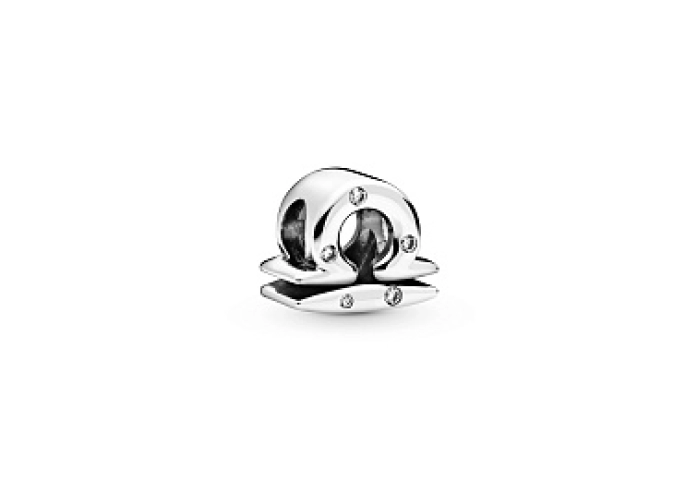 Libra sterling silver charm with clear cubic zirco
