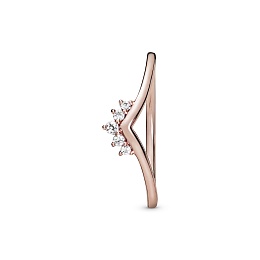 Tiara wishbone Pandora Rose ring withclear cubic z