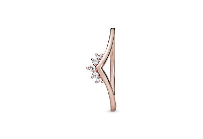 Tiara wishbone Pandora Rose ring withclear cubic z