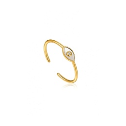 Evil Eye Gold Adjustable Ring