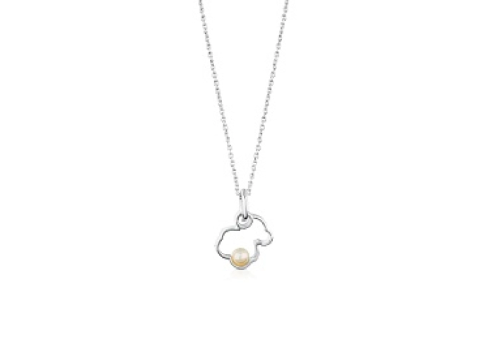 SILVER PENDANT CULTURED PEARL CHAIN 45CM