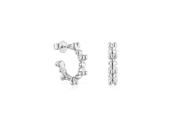 SILVER HOOP EARRINGS BEARS 12MM