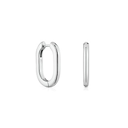 SILVER HOOP EARRINGS OVAL 22MM