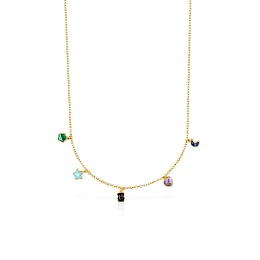 SILVER GOLD PLATED CHOKER MOP GEMSTONES