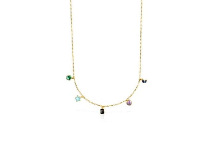 SILVER GOLD PLATED CHOKER MOP GEMSTONES