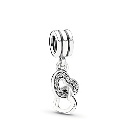 Hearts silver dangle with cubic zirconia/Серебряная подвеска-шарм с чистым кубическим цирконием