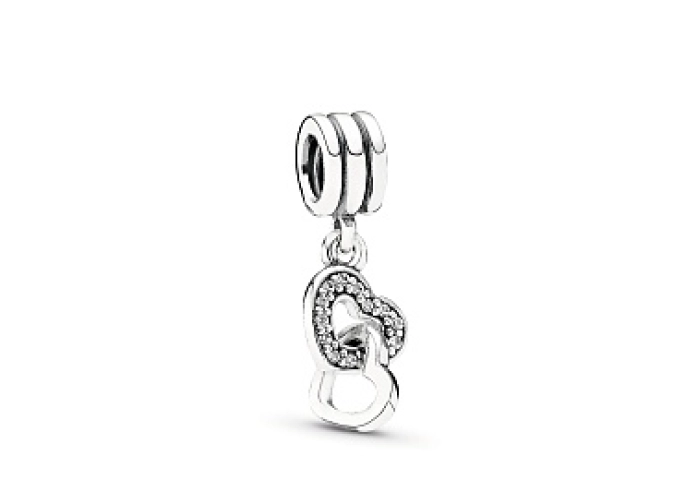 Hearts silver dangle with cubic zirconia