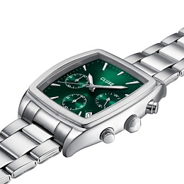 Quartaut Chrono Watch Steel, Green, Silver Colour