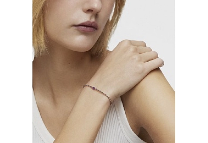 SILVER GOLDPLATED/STEEL BRACELET AMETHYST