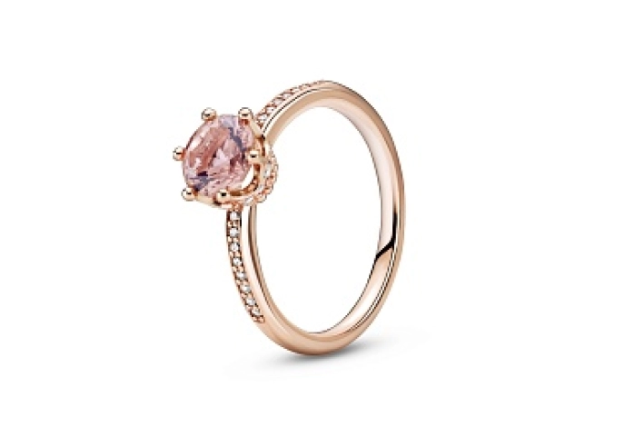 Crown 14k rose gold-plated ring with blush pink cr