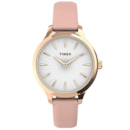 Peyton Rose Gold-Tone Case And Taupe Strap With Wh