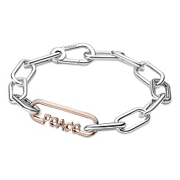 Peace script 14k rose gold-plated word link /789698C00
