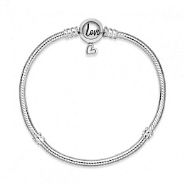 Snake chain sterling silver bracelet with round clasp/Серебряный браслет 