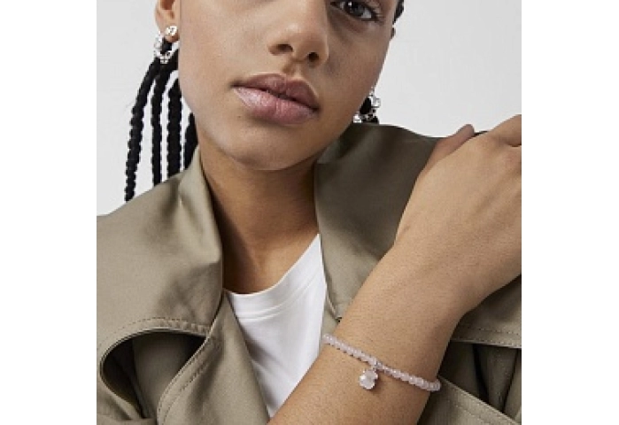 SILVER BRACELET QUARTZ ELASTIC THREAD
