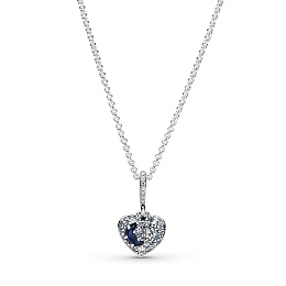 Heart sterling silver necklace with skylight blue,