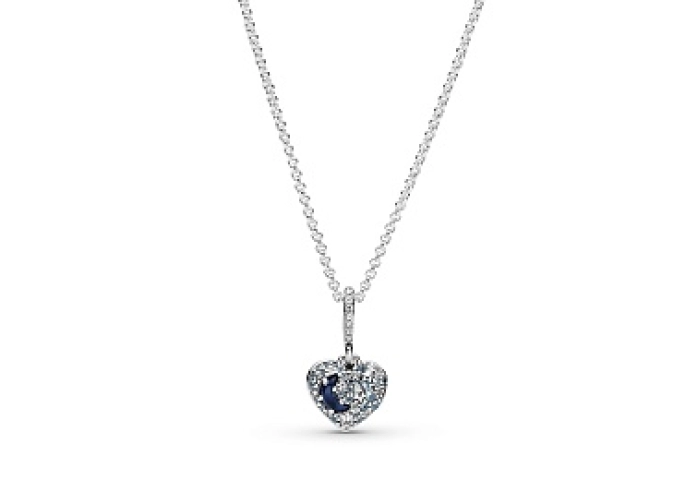 Heart sterling silver necklace with skylight blue,
