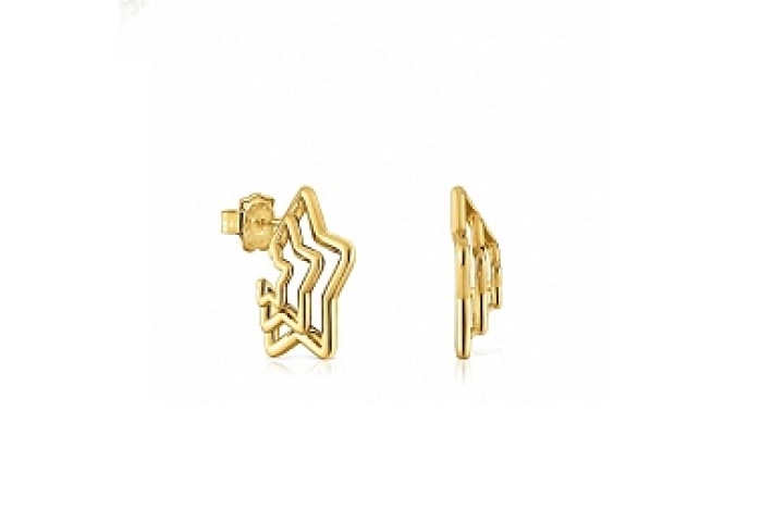 SILVER GOLD PLATED EARRINGS STAR 21MM