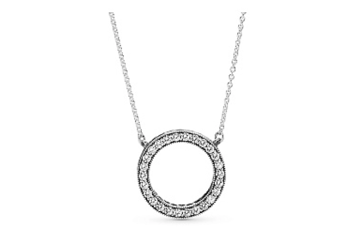 PANDORA logo reversible silver collier with clear 
