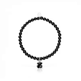 SILVER BRACELET ONYX ELASTIC THREAD