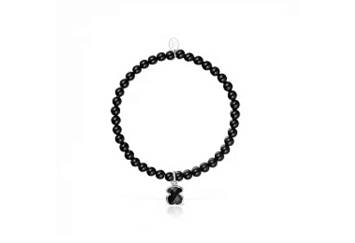 SILVER BRACELET ONYX ELASTIC THREAD