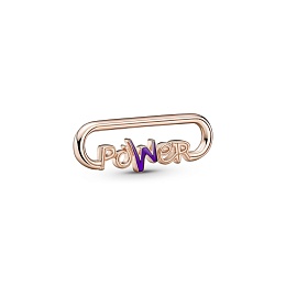 Power script 14k rose gold-plated word link with transparent purple enamel