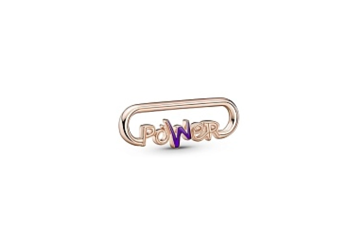 Power script 14k rose gold-plated word link with transparent purple enamel