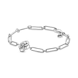 Rose flower sterling silver bracelet withclear cubic zirconia /599409C01-16