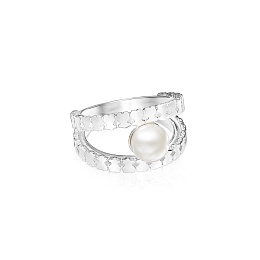 SILVER RING CULTURED PEARL N12