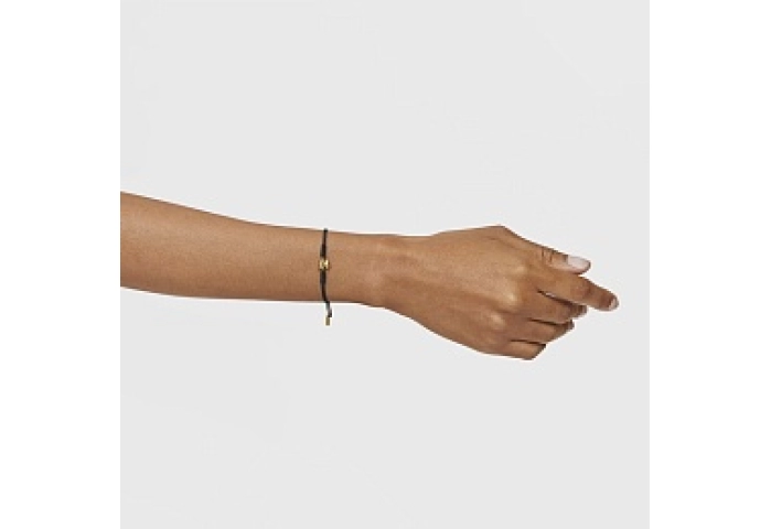 18KT GOLD BRACELET BEAR 6.8MM BLACK CORD