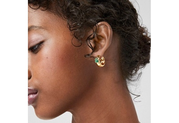 SILVER GOLD PLATED EARRINGS MALACHITE