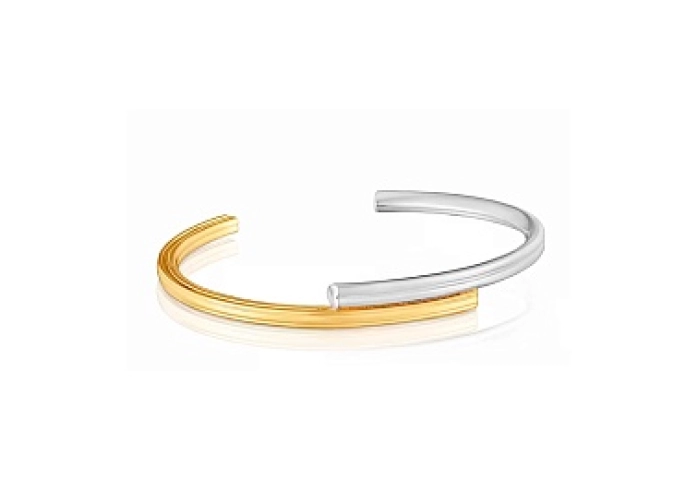 SILVER GOLD PLATED BANGLE TWO TONE N17