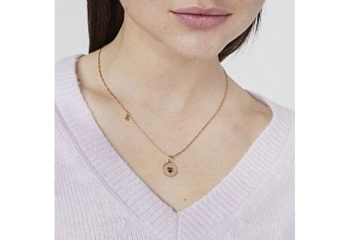 SILVER GOLDPLATED PENDANT AMETHYST 13MM