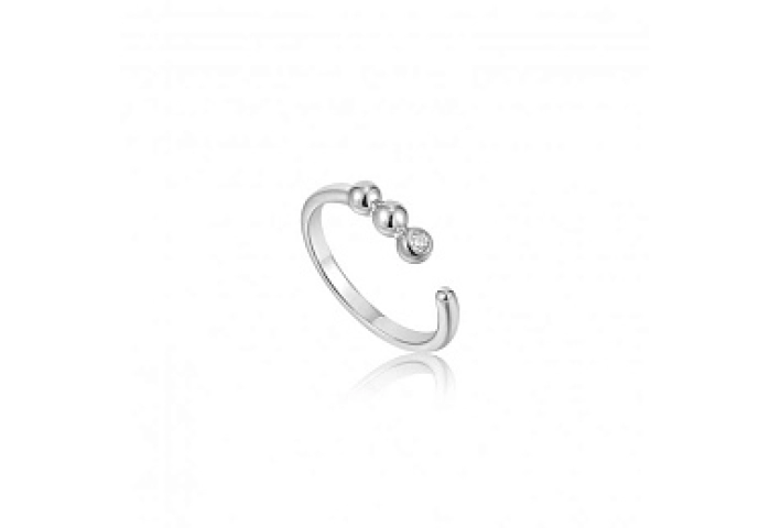 Silver Orb Sparkle Adjustable Ring