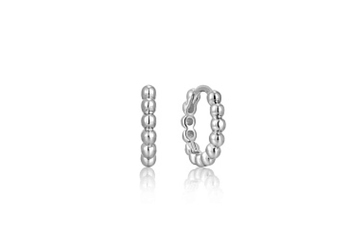 Silver Orb Huggie Hoop Earrings