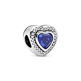 Heart silver charm with night blue crystal andclea