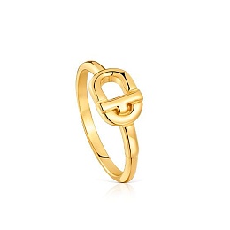 SILVER GOLD PLATED RING 15MM N14