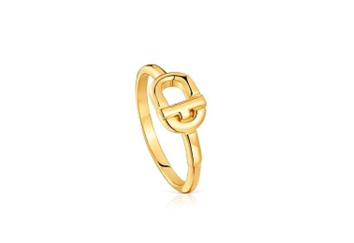 SILVER GOLD PLATED RING 15MM N14
