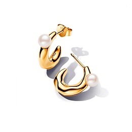 14k Gold-plated hoop earrings with white treated f