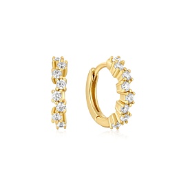 Gold Sparkle Cluster Huggie Hoop Earrings